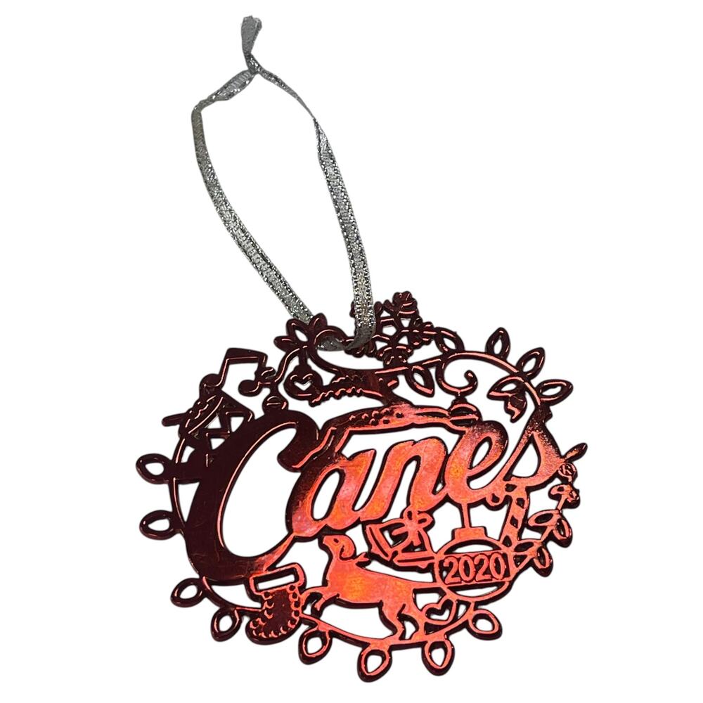 Raising Cane’s 2020 Metal Christmas Ornament Red Holiday Cane’s Chicken Fingers